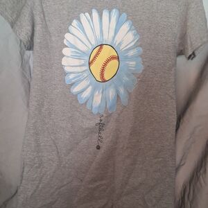 Gray Floral Baseball Women's Tee